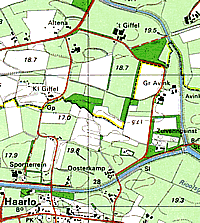 Topografische kaart van gebied waar Welmaring moet liggen.