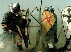 Soldaten in 11de eeuwse kledij.