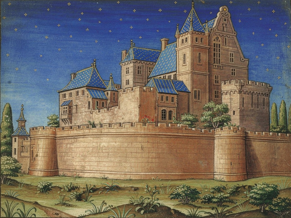 Kasteel Bronckhorst, anno 1730. Naar een gewassen pentekening van C. Pronk (AI-gegenereerd).