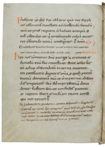 Studiehandschrift met interlineaire en marginale glossen (St. Gallen, Stiftsbibliothek, Cod. Sang. 339, f. 15r). De hoofdtekst blijft leidend; de marge corrigeert en begeleidt.