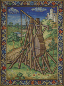 Trebuchet naar een foto auteur (AI-gegenereerd).