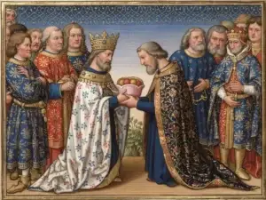 Hendrik I 'de Vogelaar' verheft Giselbert in 925 tot hertog van Lotharingen. De man die gedurende zes jaar alle kampen had beproefd, ontvangt het ambt dat zijn vader Reginar was onthouden (AI-gegenereerd).