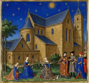 De Sint-Amelbergabasiliek in Susteren, op de plek waar koning Zwentibold in 900 werd begraven. De schedels van Zwentibold en zijn weduwe Oda van Saksen worden tot op vandaag in de schatkamer van de basiliek bewaard (AI-gegenereerd op basis foto Wikipedia).